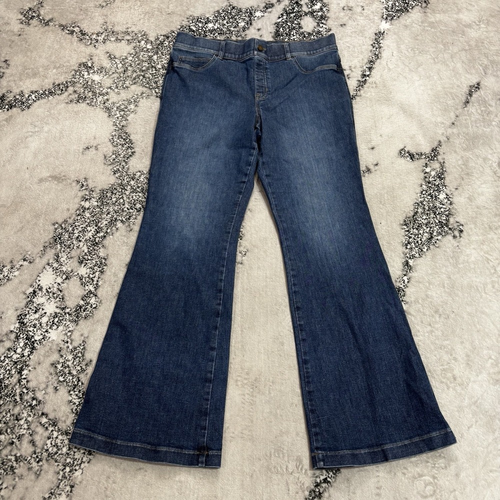 Spanx Women's Size 1X Blue Denim Flare Jeans High Rise Stretch Pull On